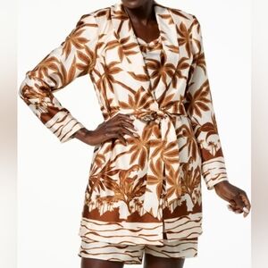 G by Giuliana Black Label Tropical Brown Palm Tree Jacket Size XLP New